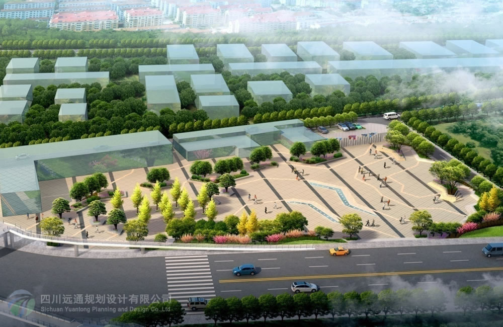 绵三公路纪念碑公共绿地景观